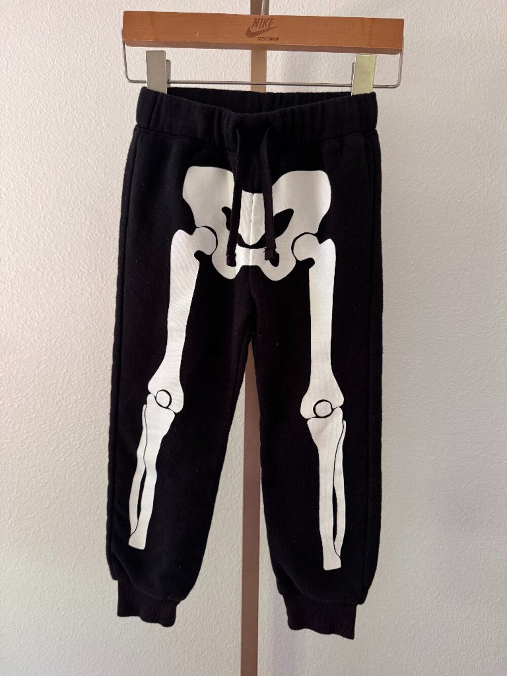 H&M Kids Skeleton Sweatpants Black White Bone Graphic 3/4T